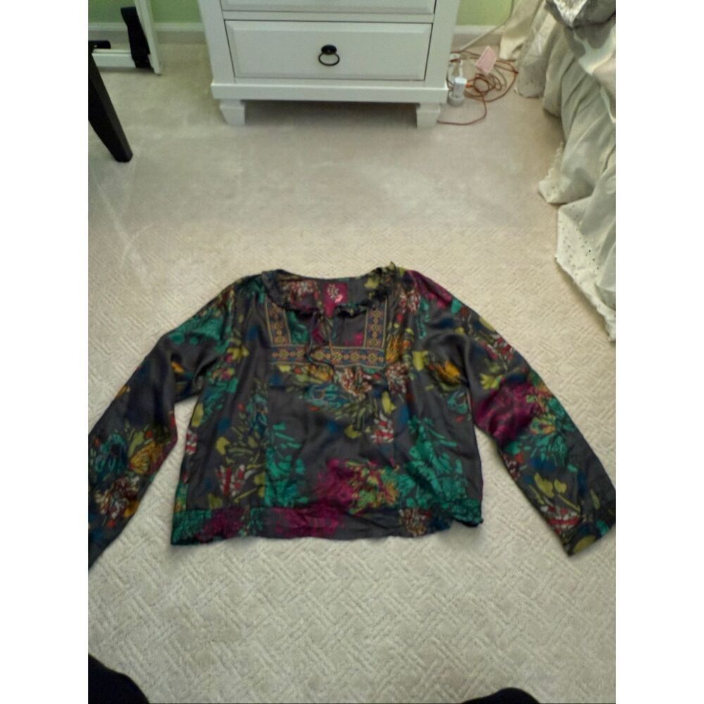 EUC Johnny Was Silk Blouse